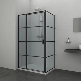 Allibert - Inloopdouche Loftgame 117-119 x 87-89 x 200 cm - Zwart Profiel - 8 mm Helder Glas