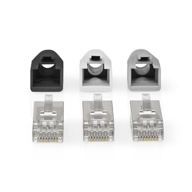Nedis RJ45-connector Stylish Titanium Box RJ45 Pass Through - FTP stevig/gesnoerd CAT6 wit / grijs / zwart