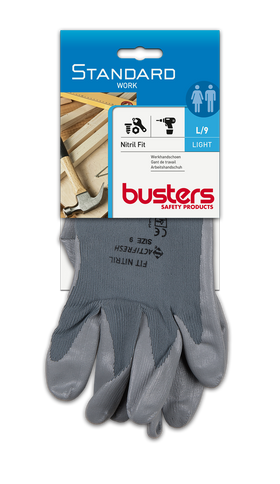 Busters handschoenen Nitril Fit nylon grijs M9