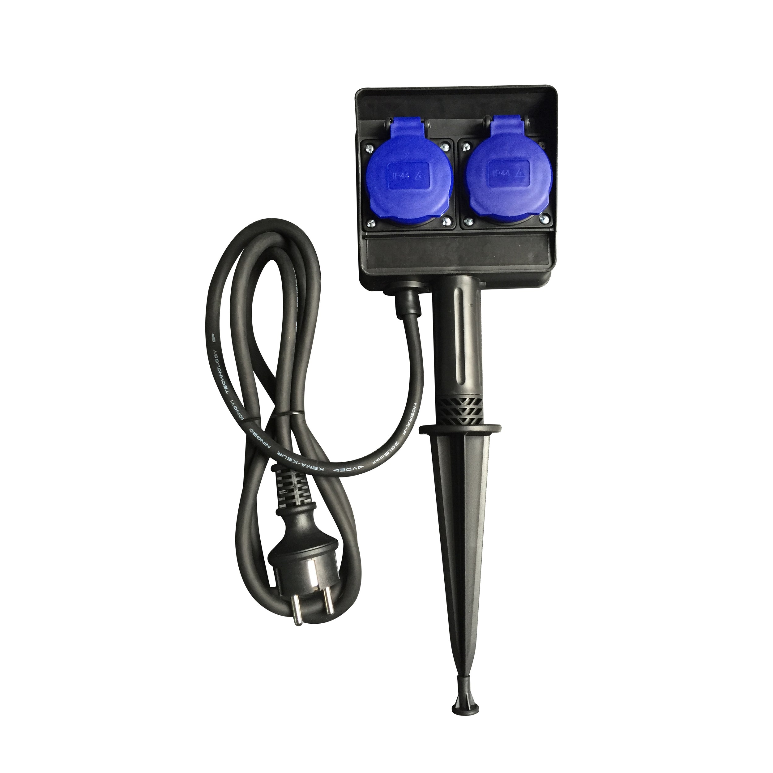 Sencys tuinspies H05RR-F 3G1.5 1.5M 2-weg Schuko 16A/25V IP44 zwart-blauw