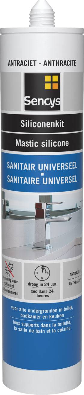Sencys siliconenkit sanitair universeel antraciet 310ml