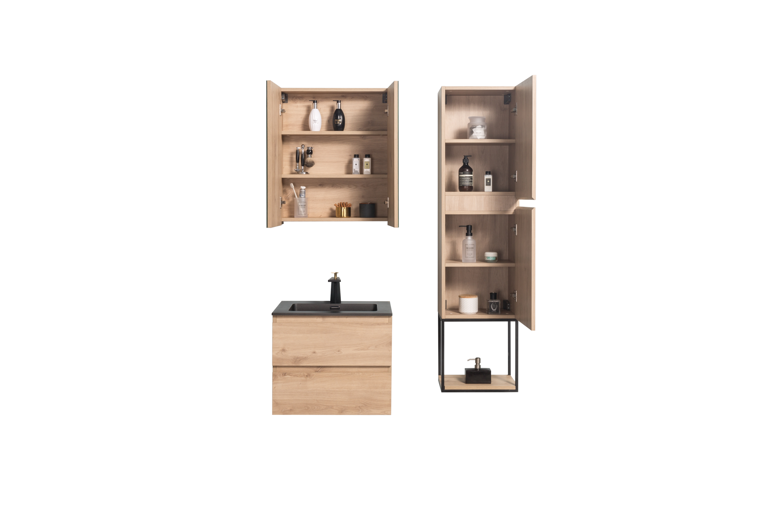Aquazuro spiegelkast Napoli 60cm scandinavische eik