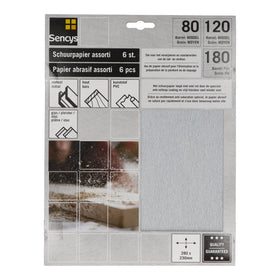 Sencys schuurvel wit mix P80/120/180 6st