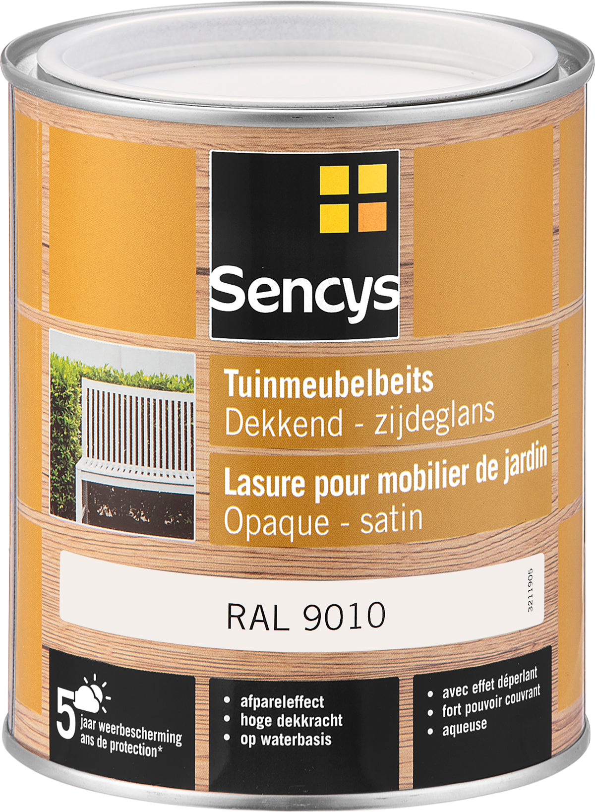 Sencys tuinmeubelbeits dekkend RAL9010 750ml