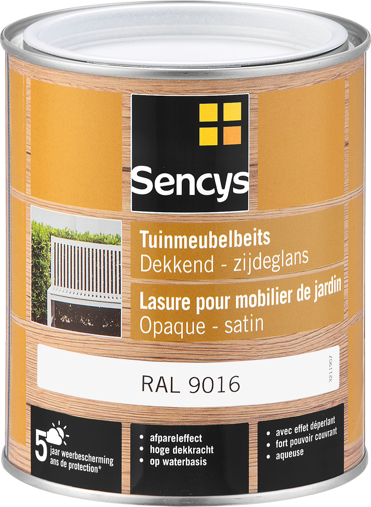 Sencys tuinmeubelbeits dekkend RAL9016 750ml