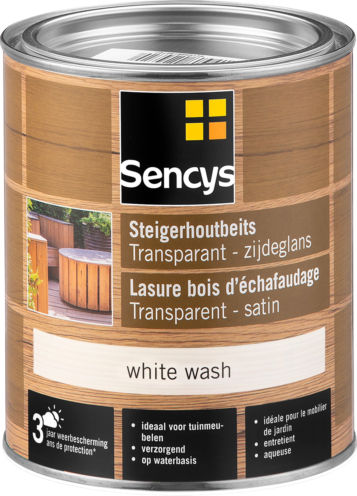 Sencys steigerhoutbeits transparant white wash 750ml