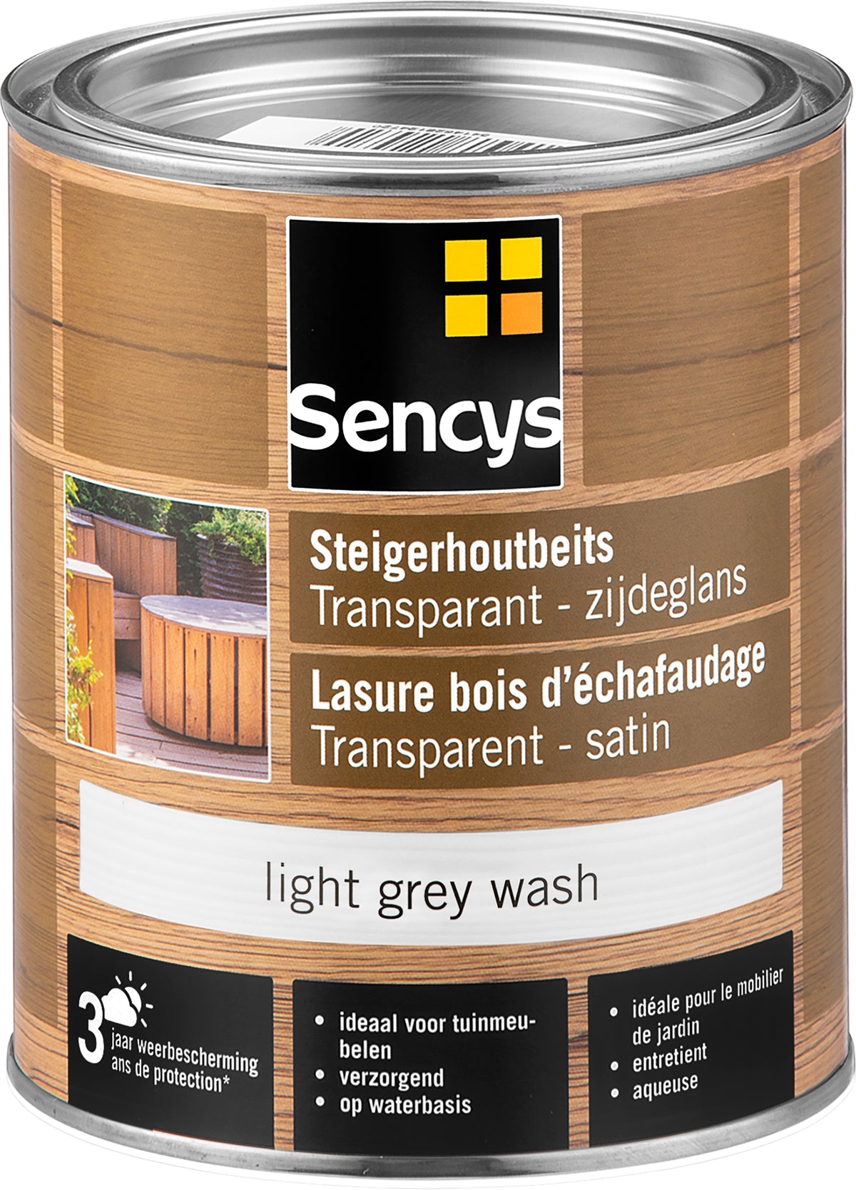 Sencys steigerhoutbeits transparant light grey wash 750ml