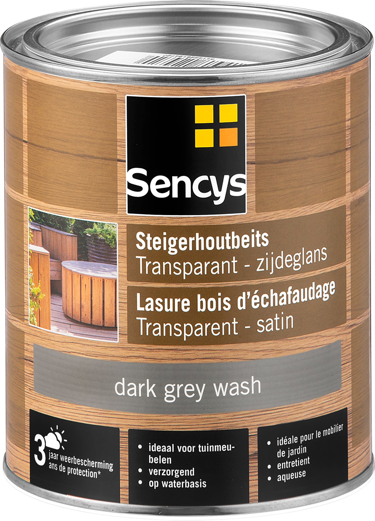 Sencys steigerhoutbeits transparant dark grey wash 750ml