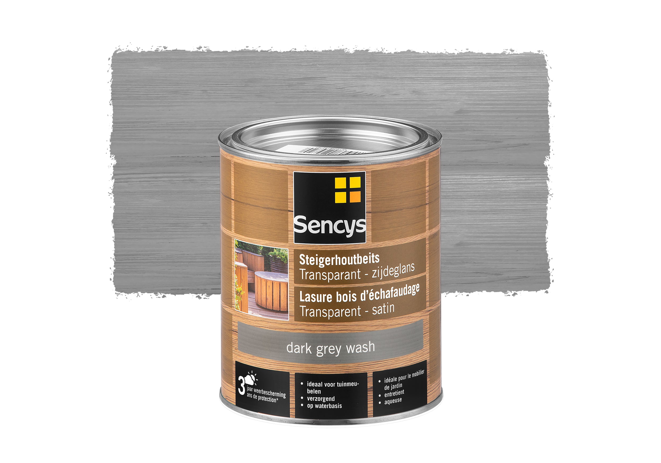 Sencys steigerhoutbeits transparant dark grey wash 750ml