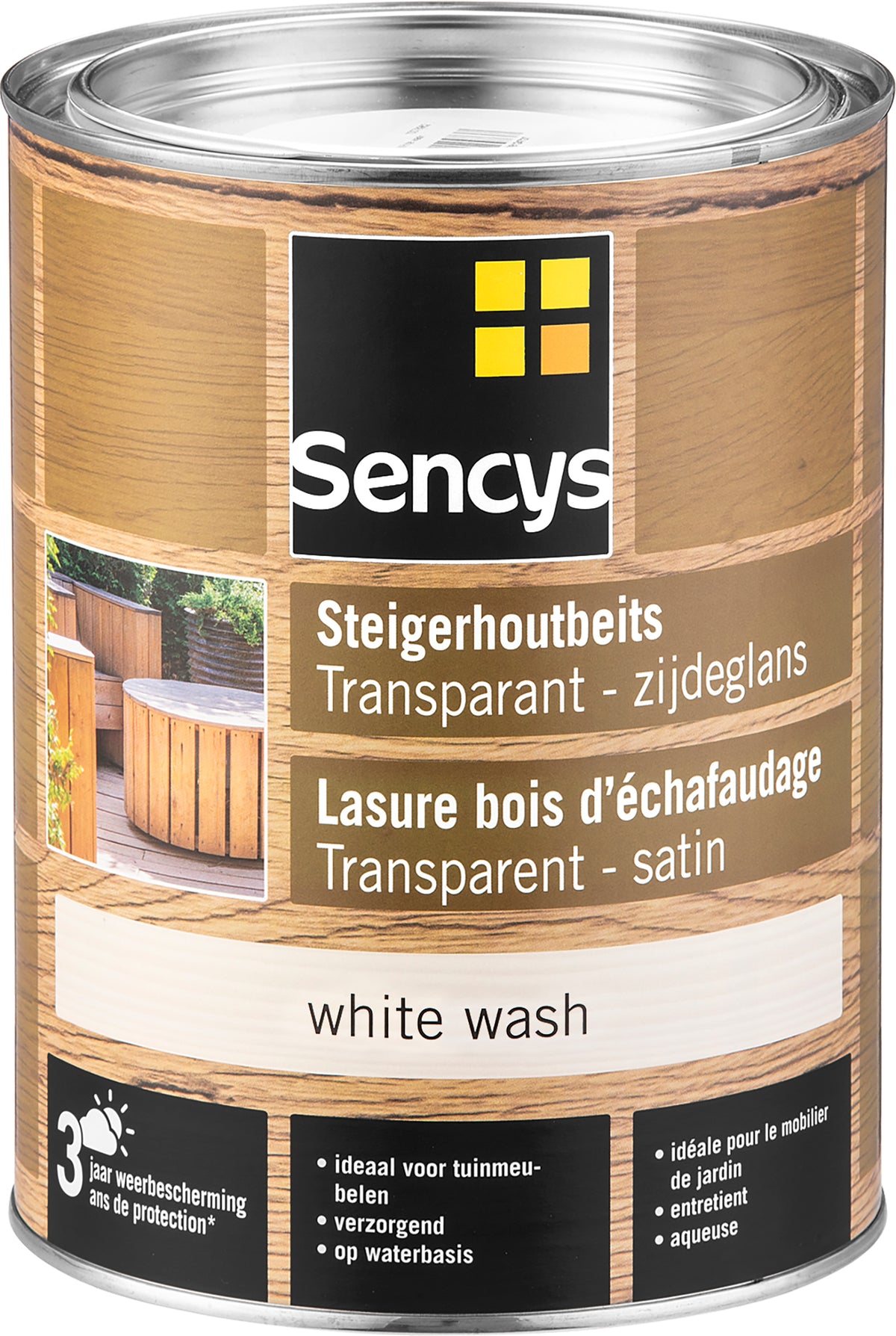 Sencys steigerhoutbeits transparant white wash 2,5L