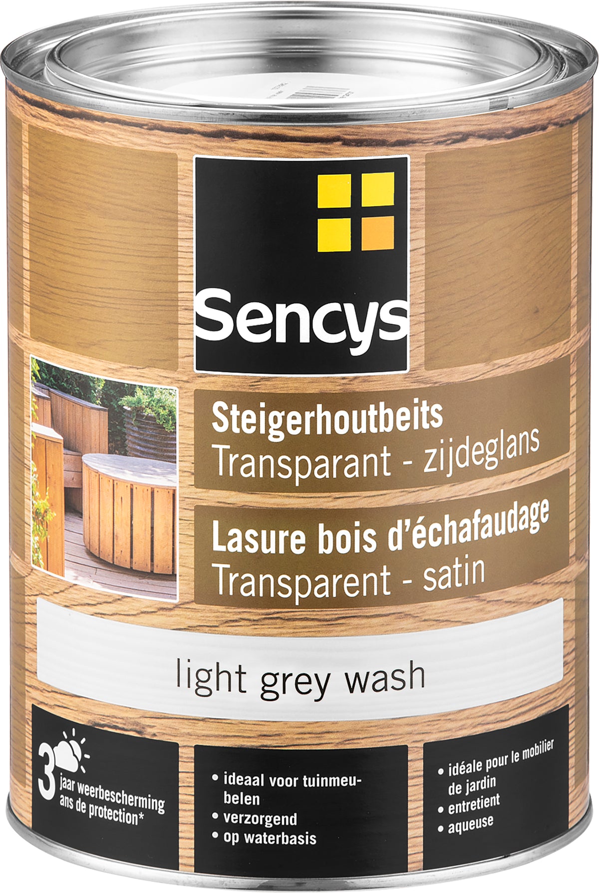 Sencys steigerhoutbeits transparant light grey wash 2,5L