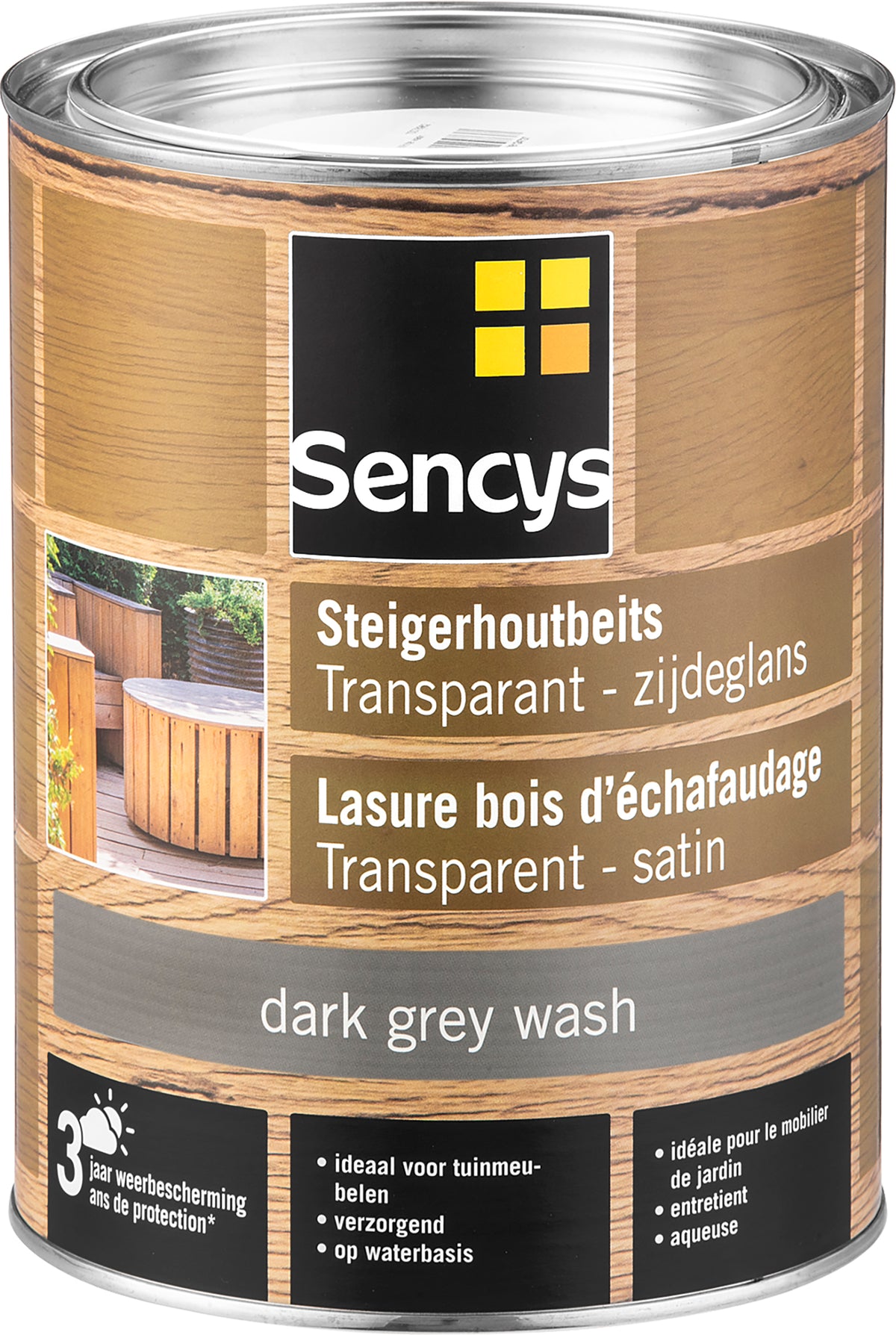 Sencys steigerhoutbeits transparant dark grey wash 2,5L