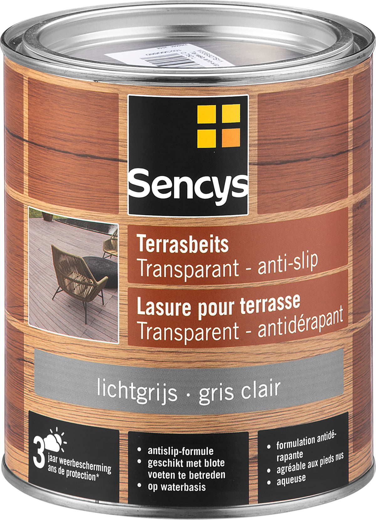 Sencys terrasbeits anti-slip lichtgrijs 750ml