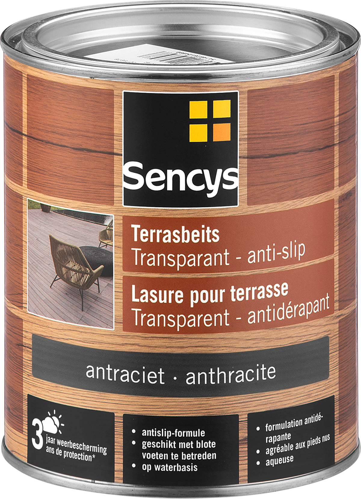 Sencys terrasbeits anti-slip antraciet 750ml