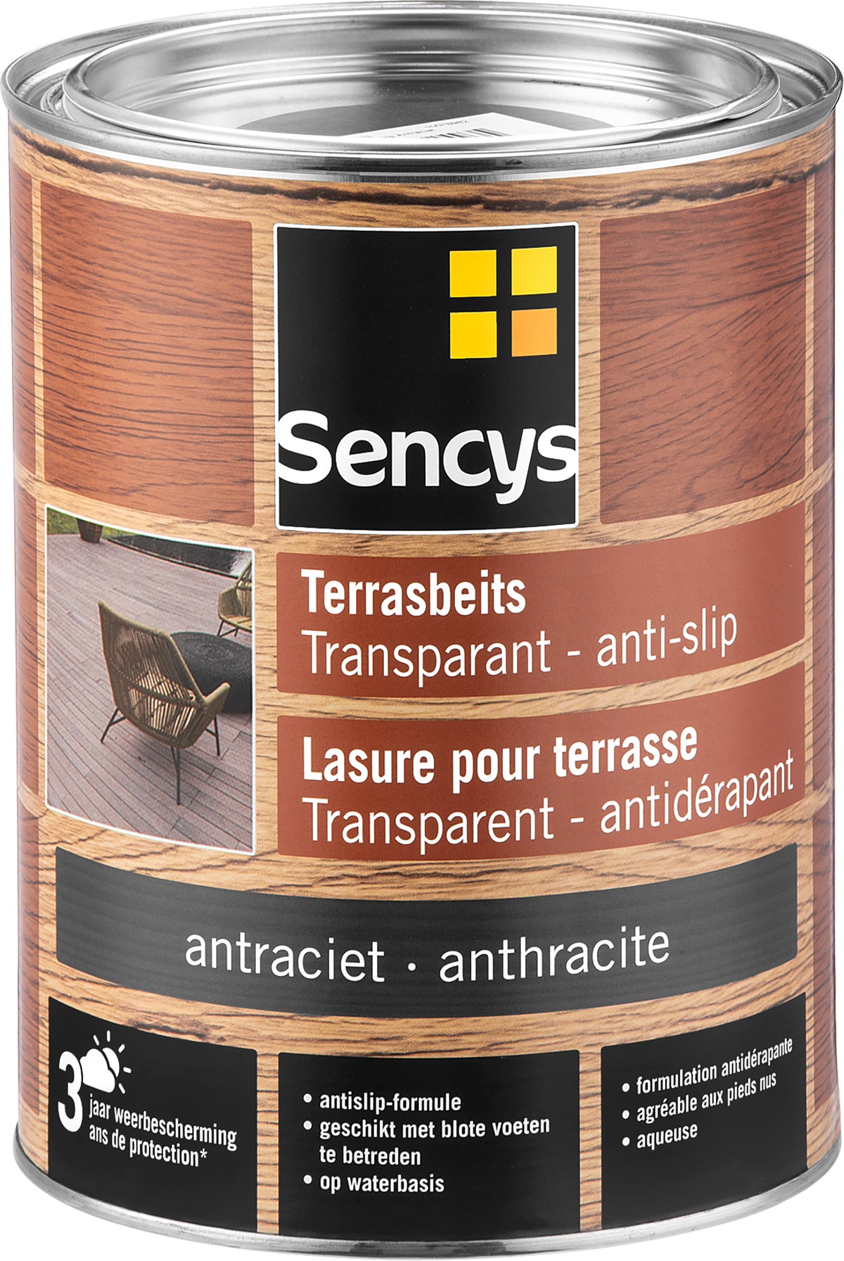 Sencys terrasbeits anti-slip antraciet 2,5L