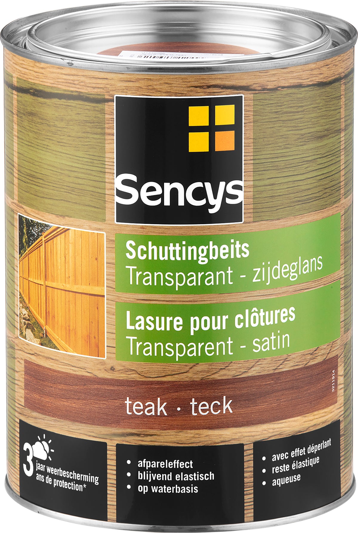 Sencys schuttingbeits transparant teak 2,5L