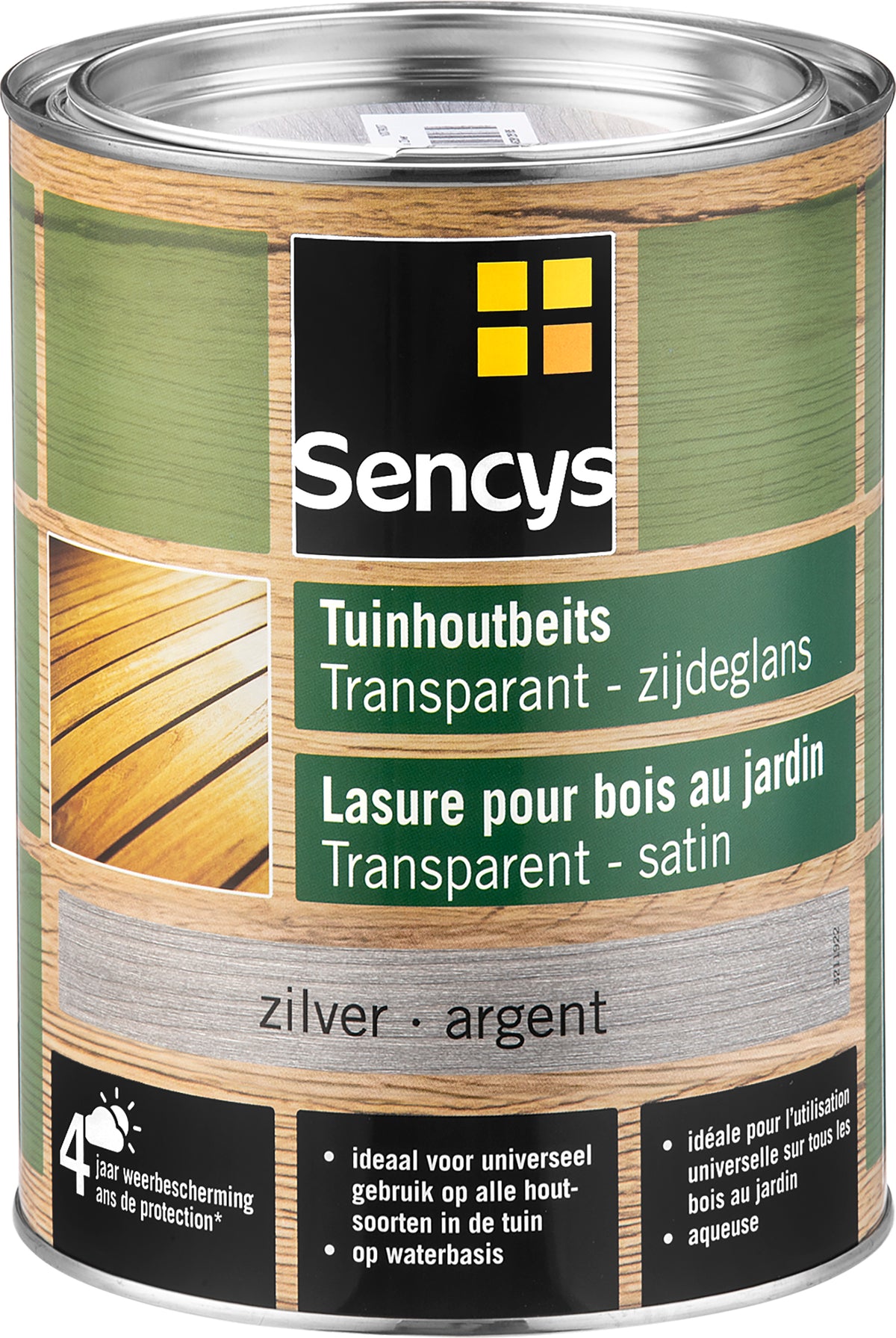 Sencys tuinhoutbeits semi-transparant metal silver 2,5L