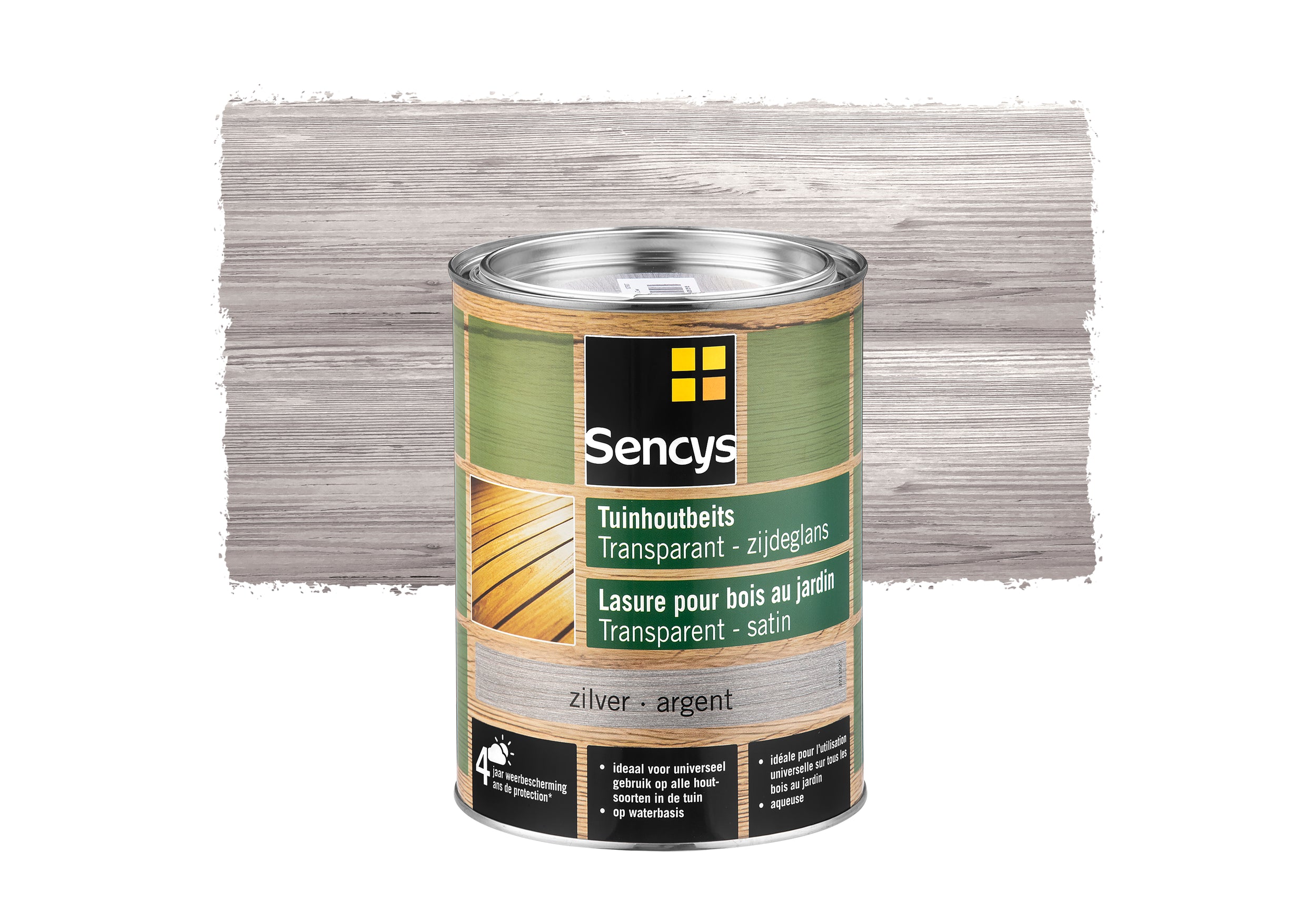 Sencys tuinhoutbeits semi-transparant metal silver 2,5L