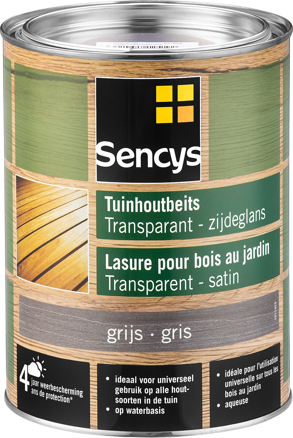 Sencys tuinhoutbeits semi-transparant metal grey 2,5L