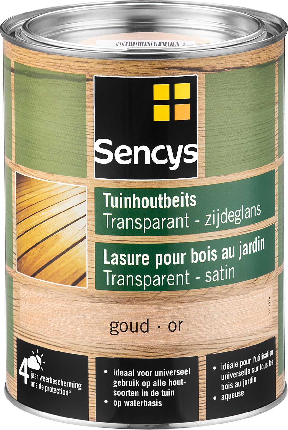 Sencys tuinhoutbeits semi-transparant metal gold 2,5L