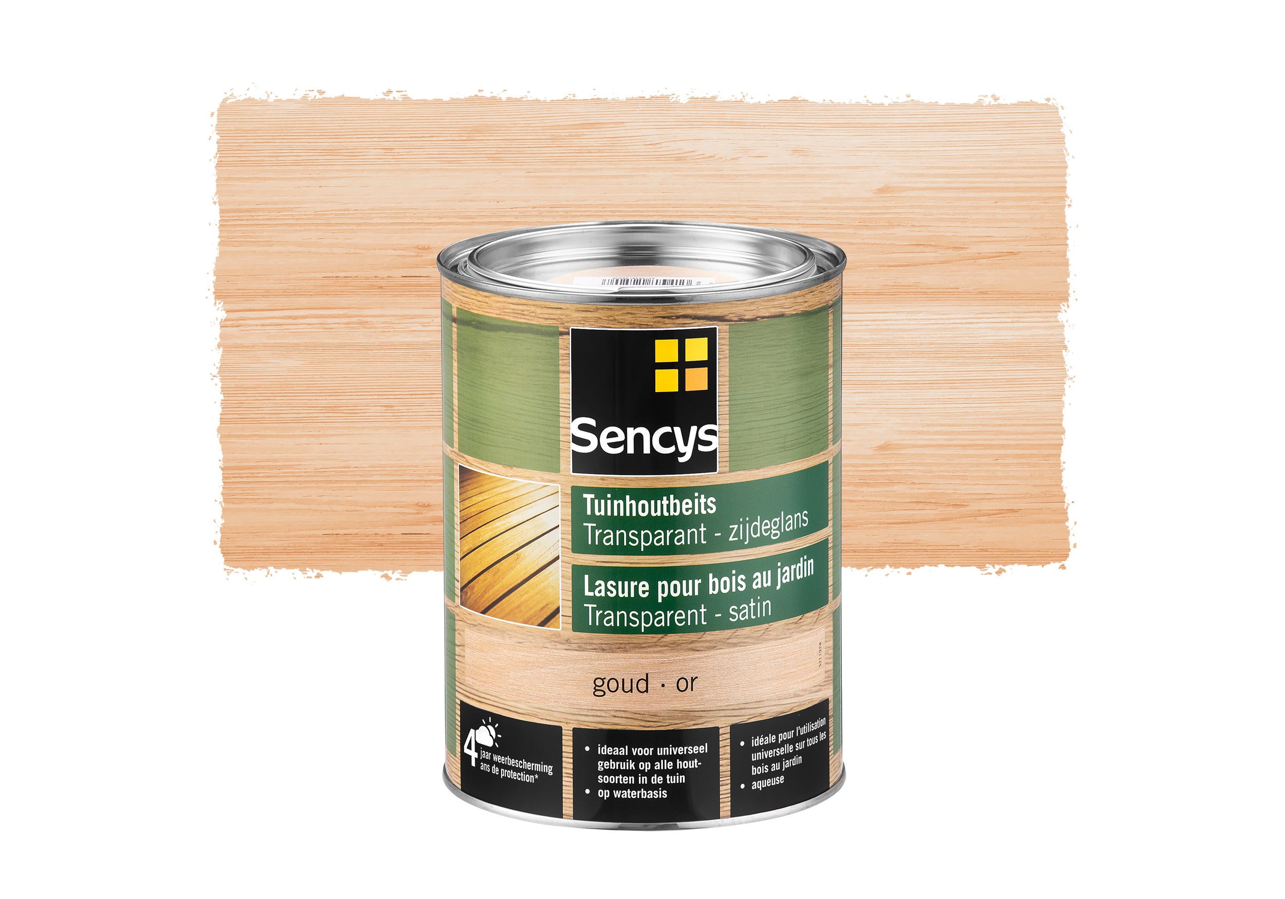 Sencys tuinhoutbeits semi-transparant metal gold 2,5L