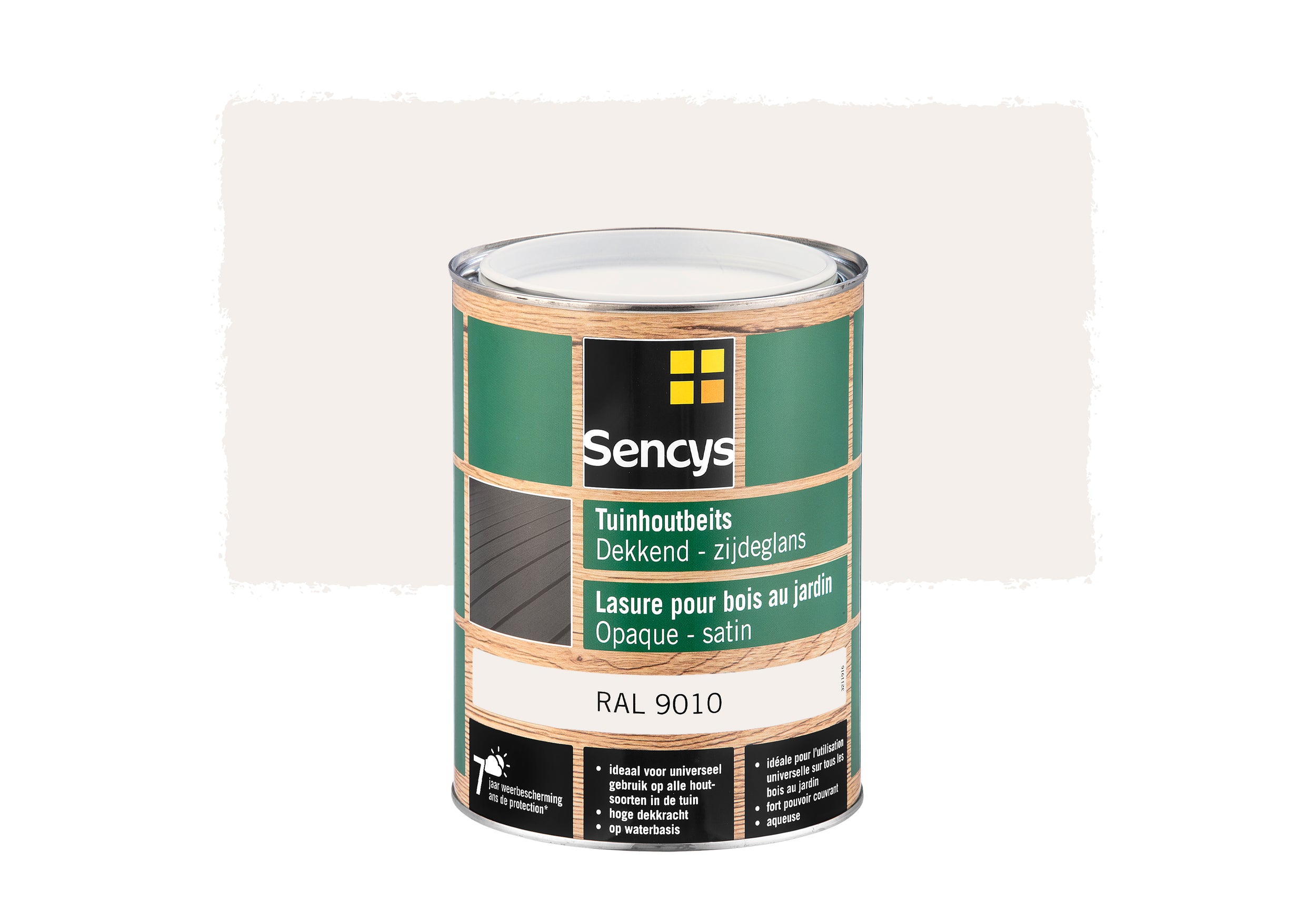 Sencys tuinhoutbeits dekkend zijdeglans RAL9010 2,5L