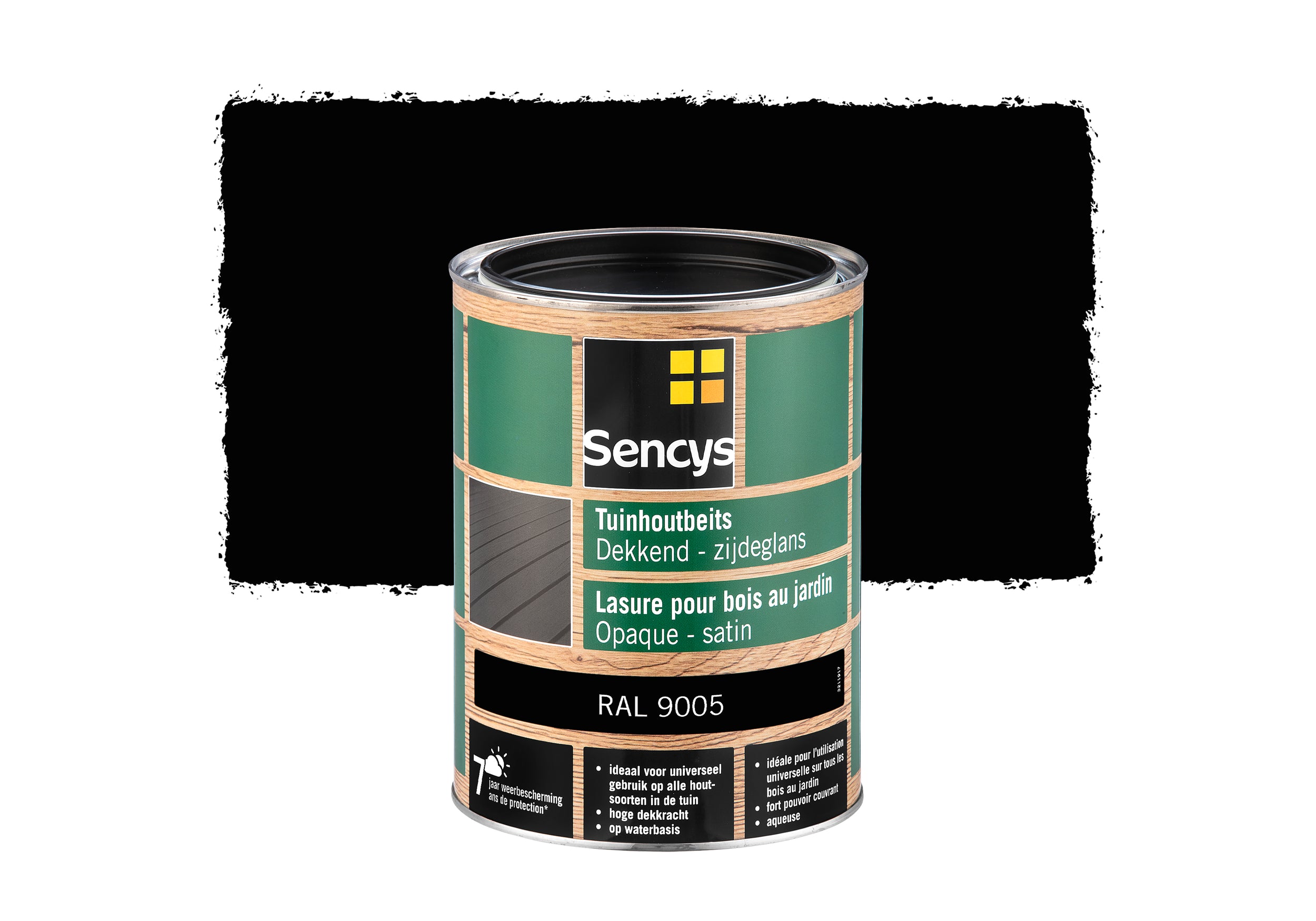 Sencys tuinhoutbeits dekkend zijdeglans RAL9005 2,5L