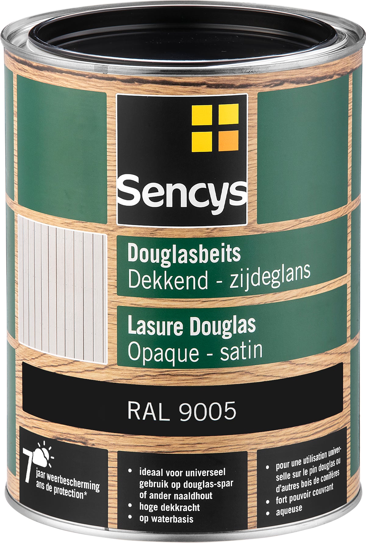 Sencys beits douglas hout dekkend RAL9005 2,5L