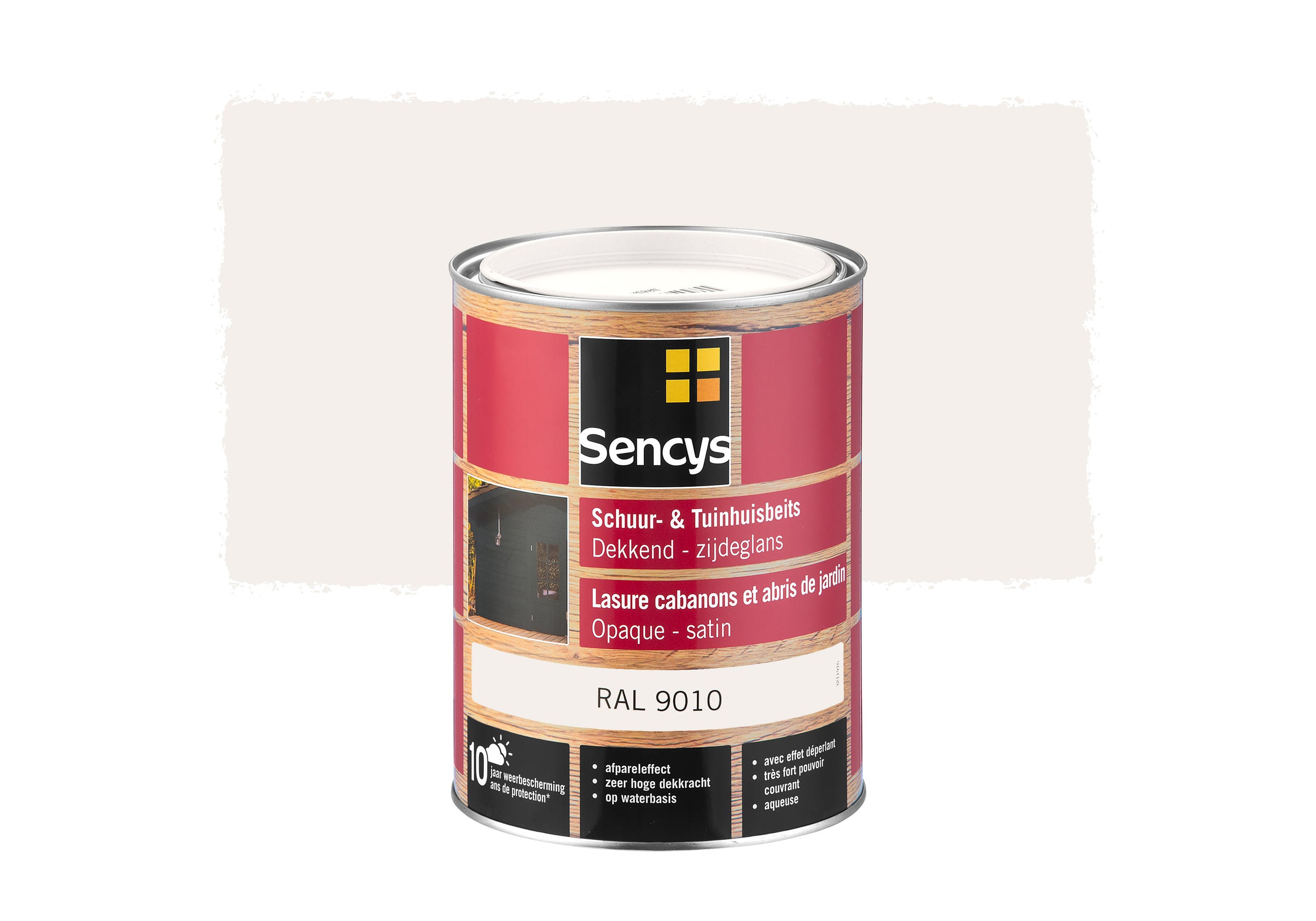 Sencys tuinhoutbeits tuinhuis en schutting dekkend zijdeglans RAL9010 2,5L