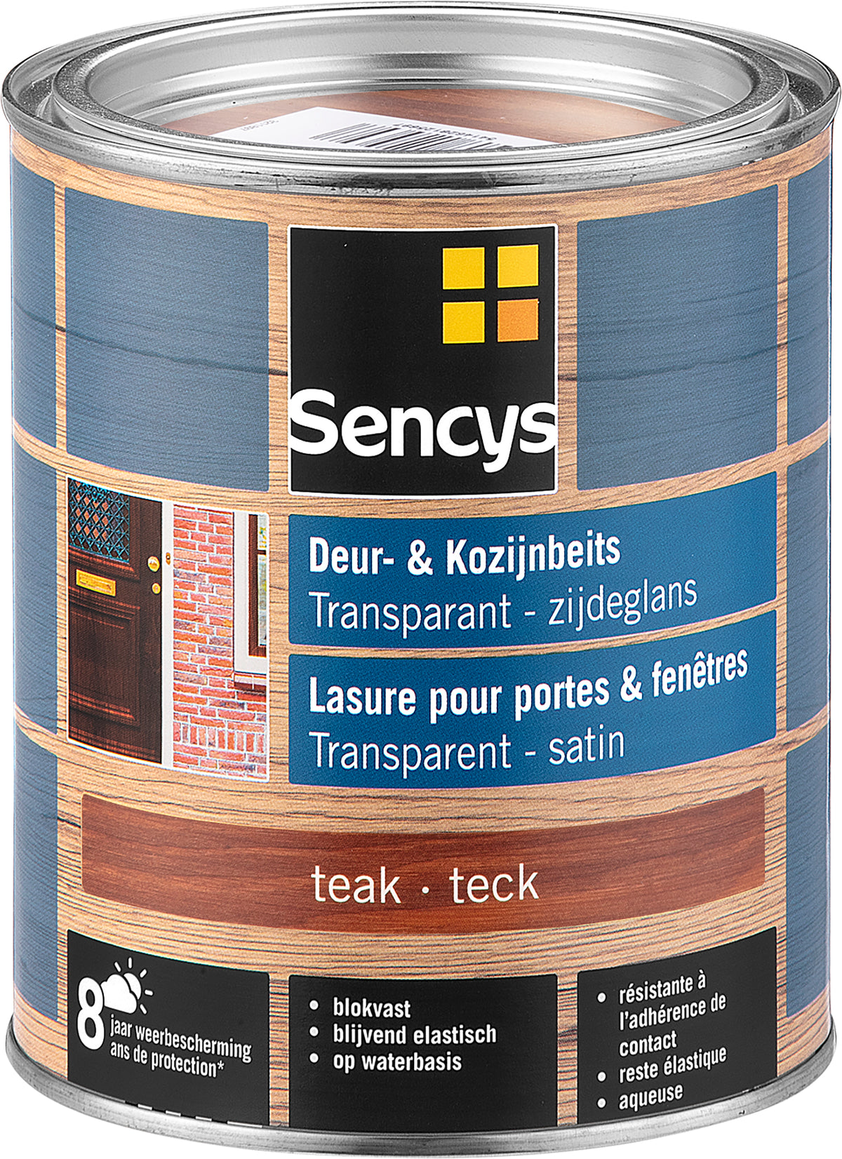 Sencys beits ramen en deuren semi-transparant zijdeglans teak 0,75L