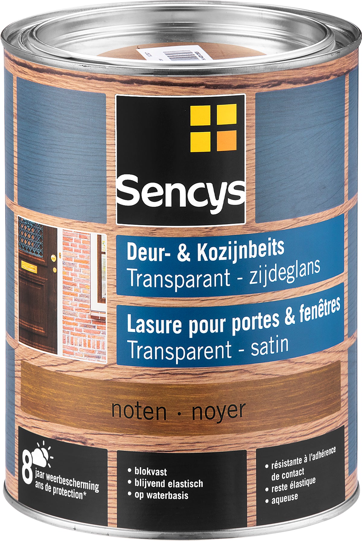 Sencys beits ramen en deuren semi-transparant zijdeglans walnoot 2,5L
