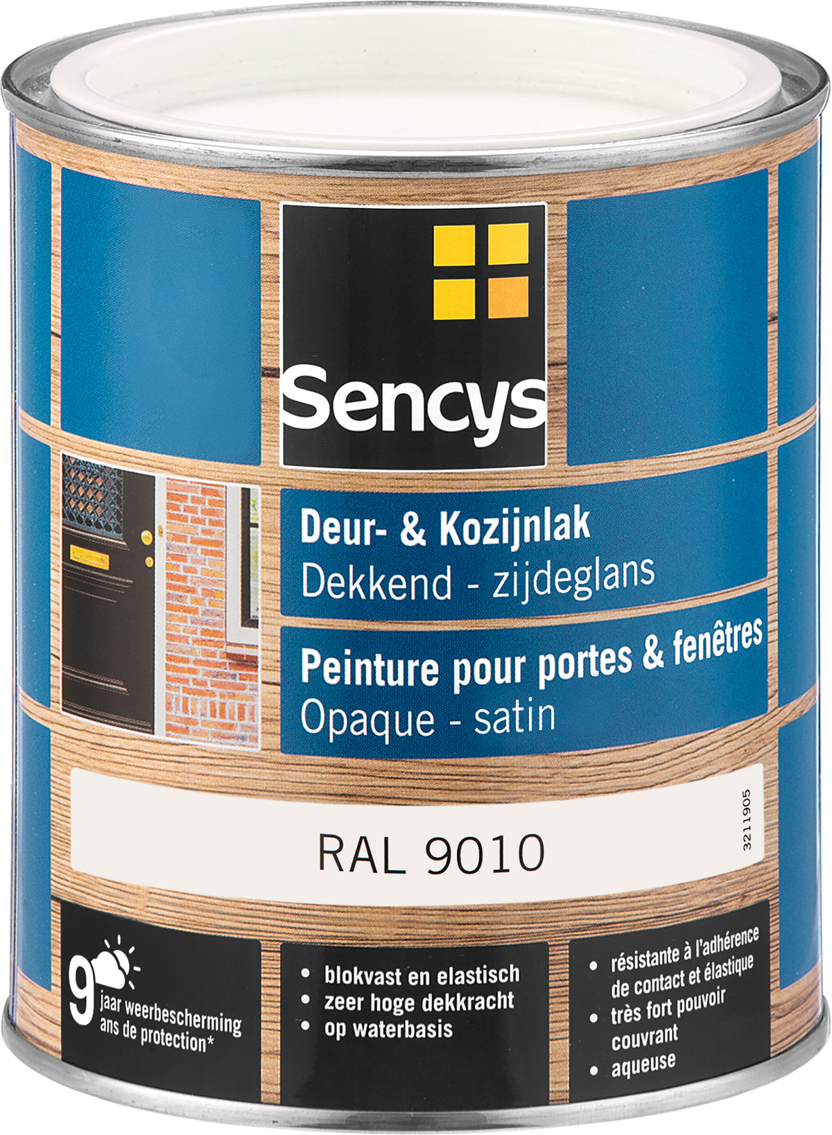 Sencys deur- en kozijnlak zijdeglans RAL9010 0,75L