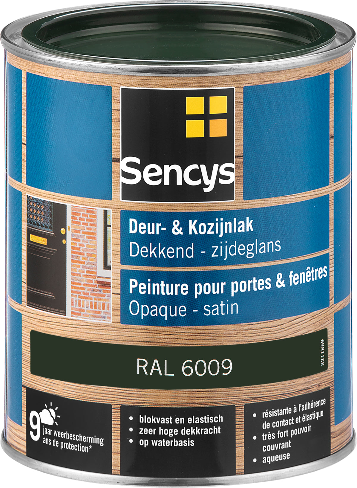 Sencys lak voor deuren en ramen zijdeglans RAL6009 750ml