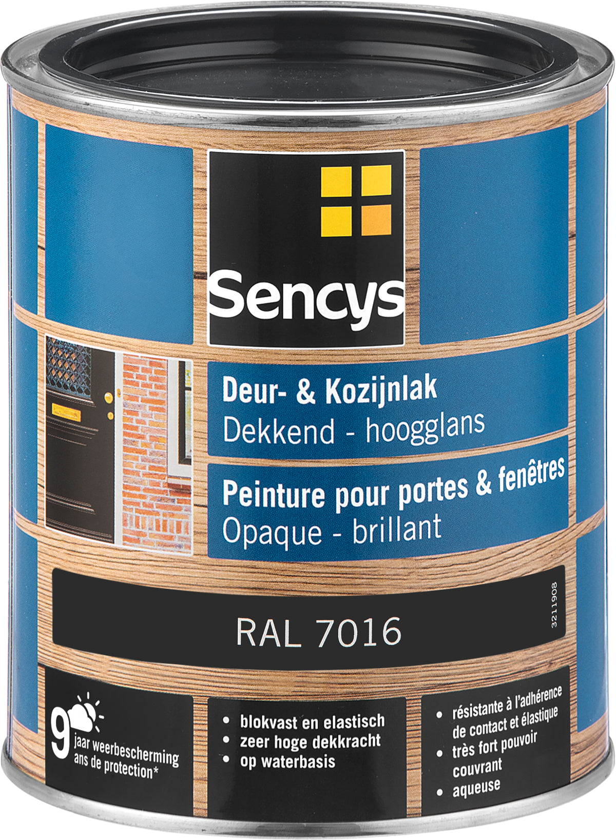 Sencys lak voor deurenen ramen hoogglans RAL7016 750ml