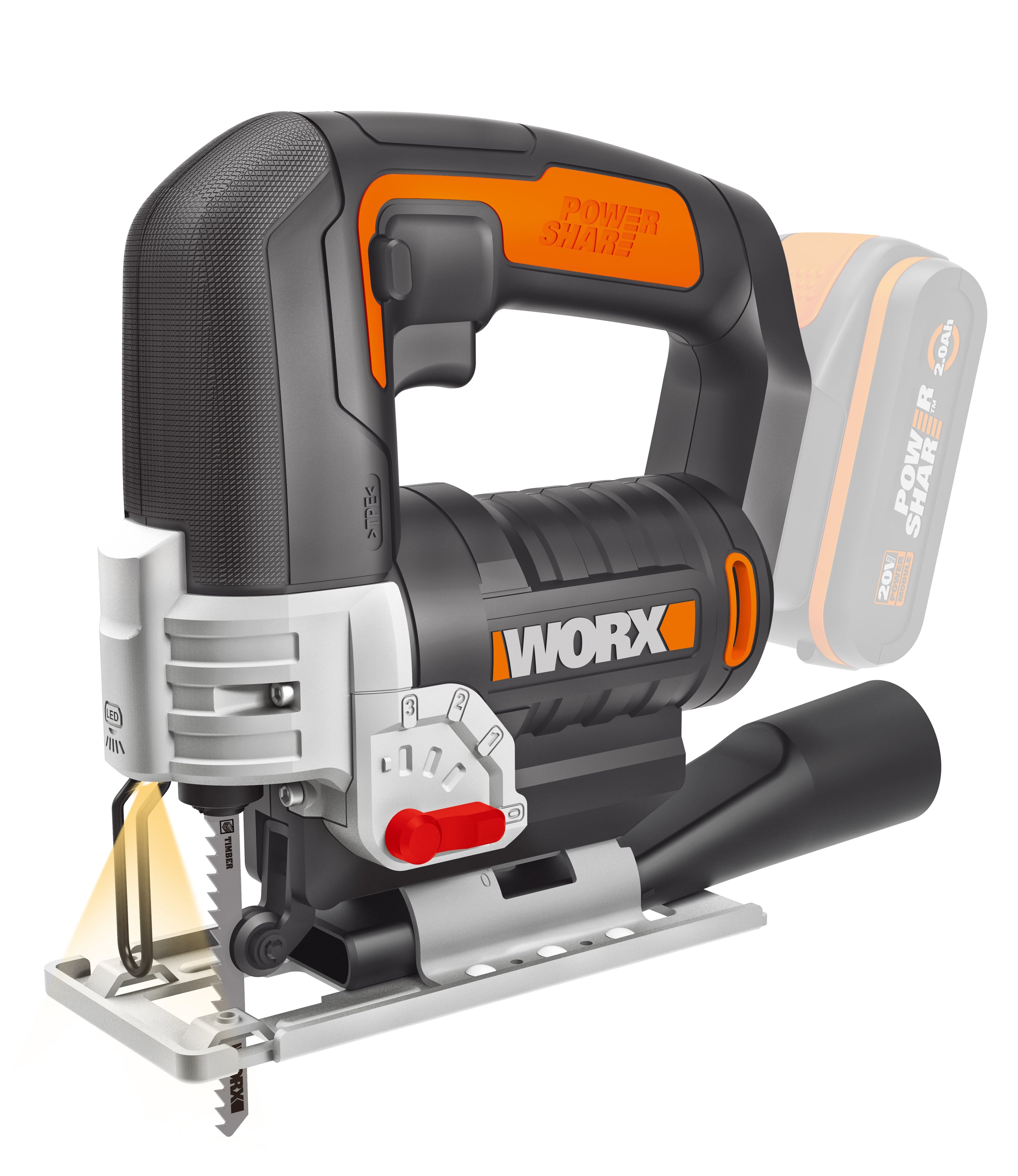 Worx decoupeerzaag WX543.9 20V (zonder accu)