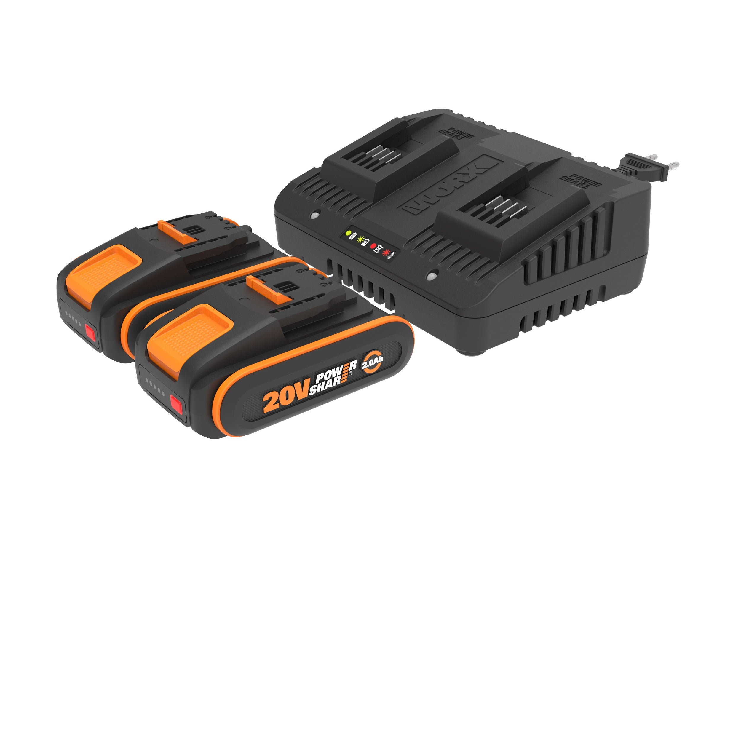 Worx batterij + dubbele lader WA3610 20V 2Ah