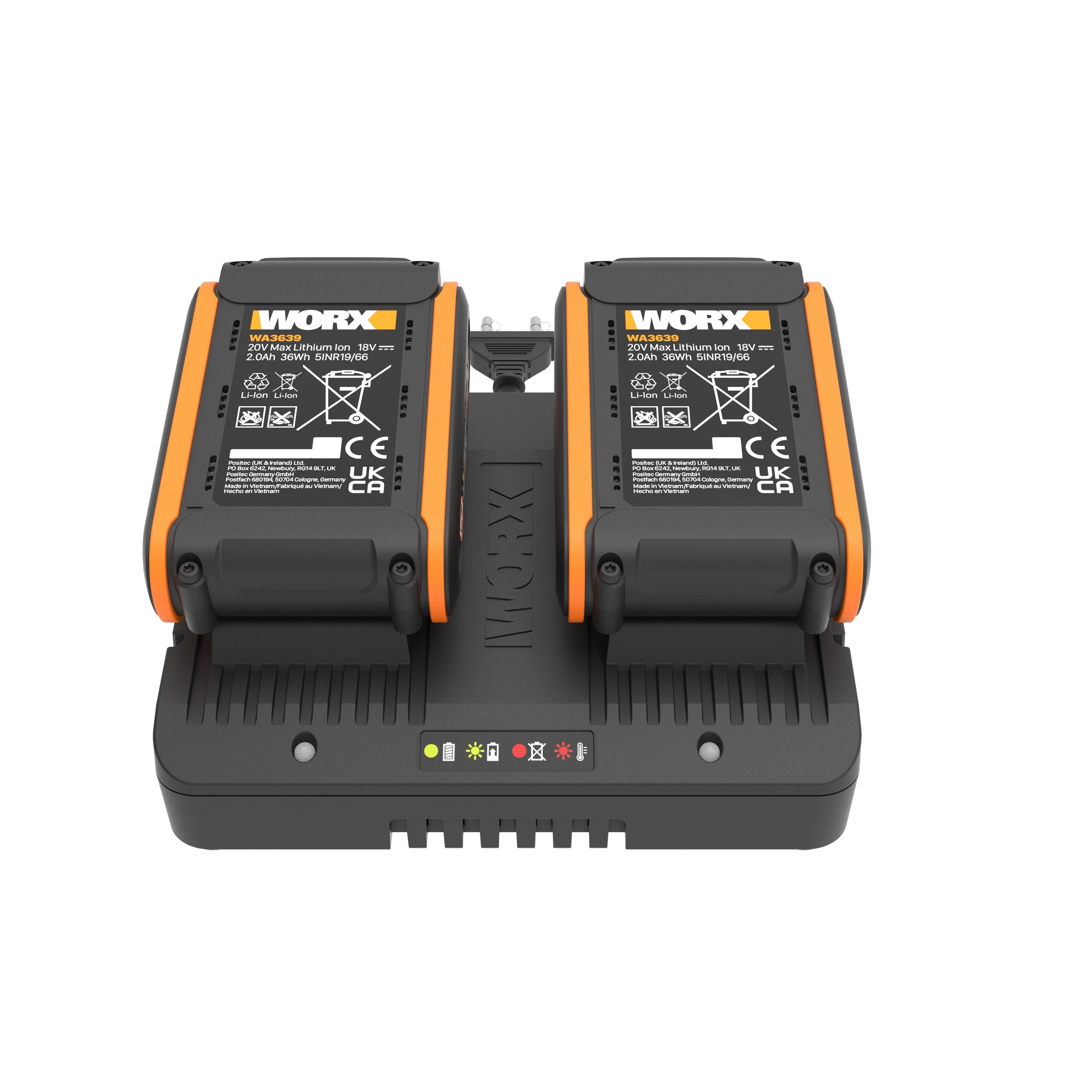 Worx batterij + dubbele lader WA3610 20V 2Ah