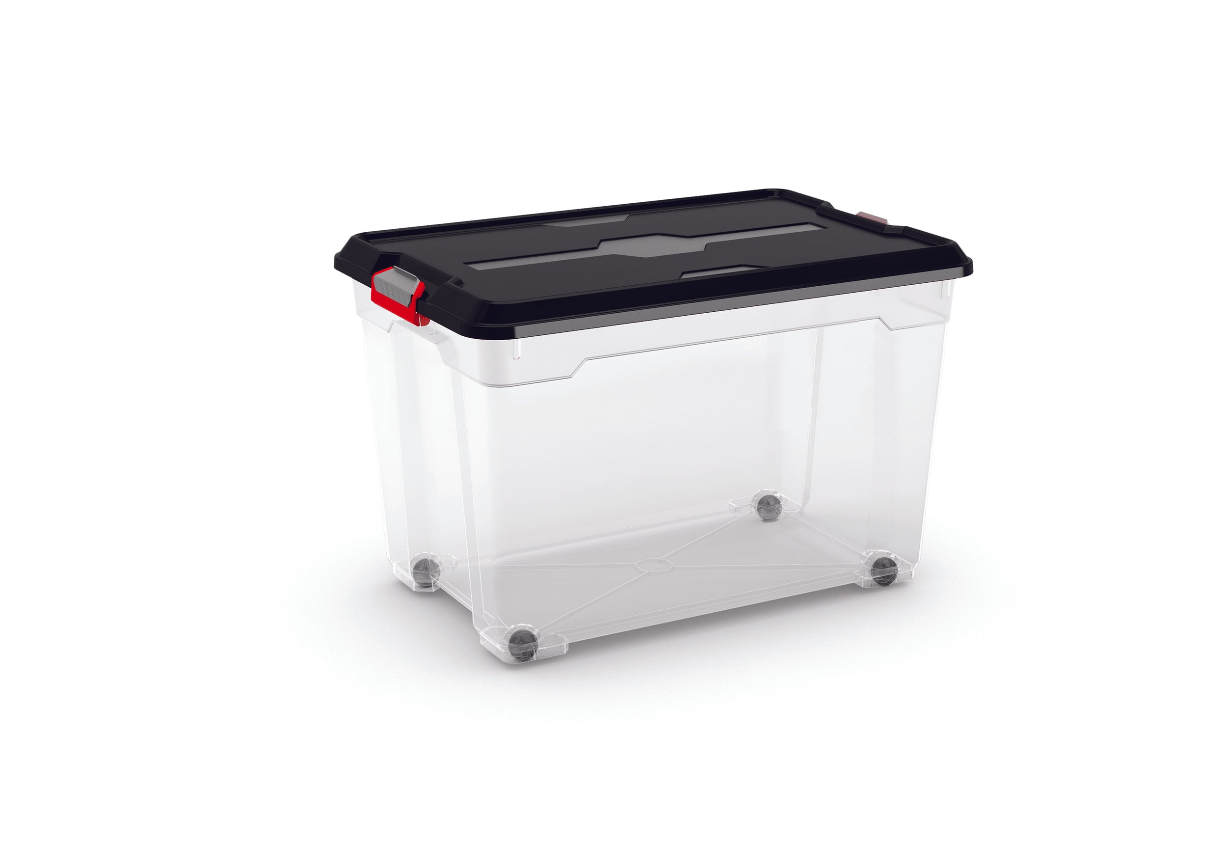 Kis Moover box XL met wielen transparant zwart 60L