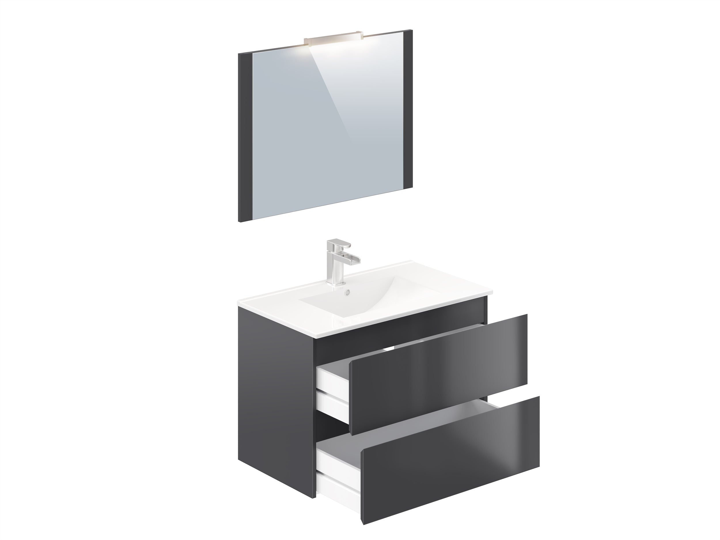 T-Bath badmeubelset Milenio 80cm grijs glanzend