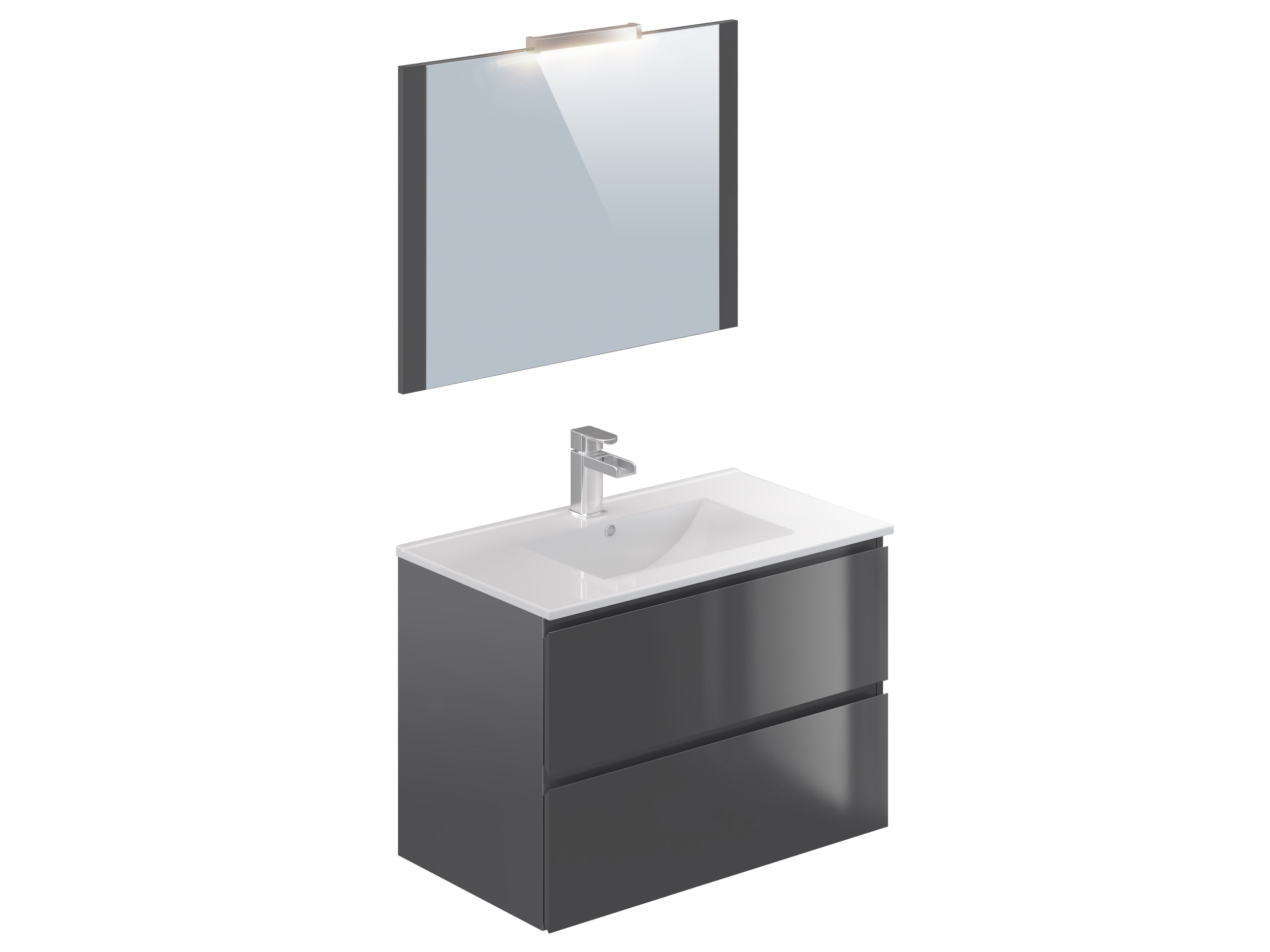 T-Bath badmeubelset Milenio 80cm grijs glanzend