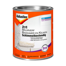 Alabastine muurverf 2in1 badkamer en keuken wit 1l