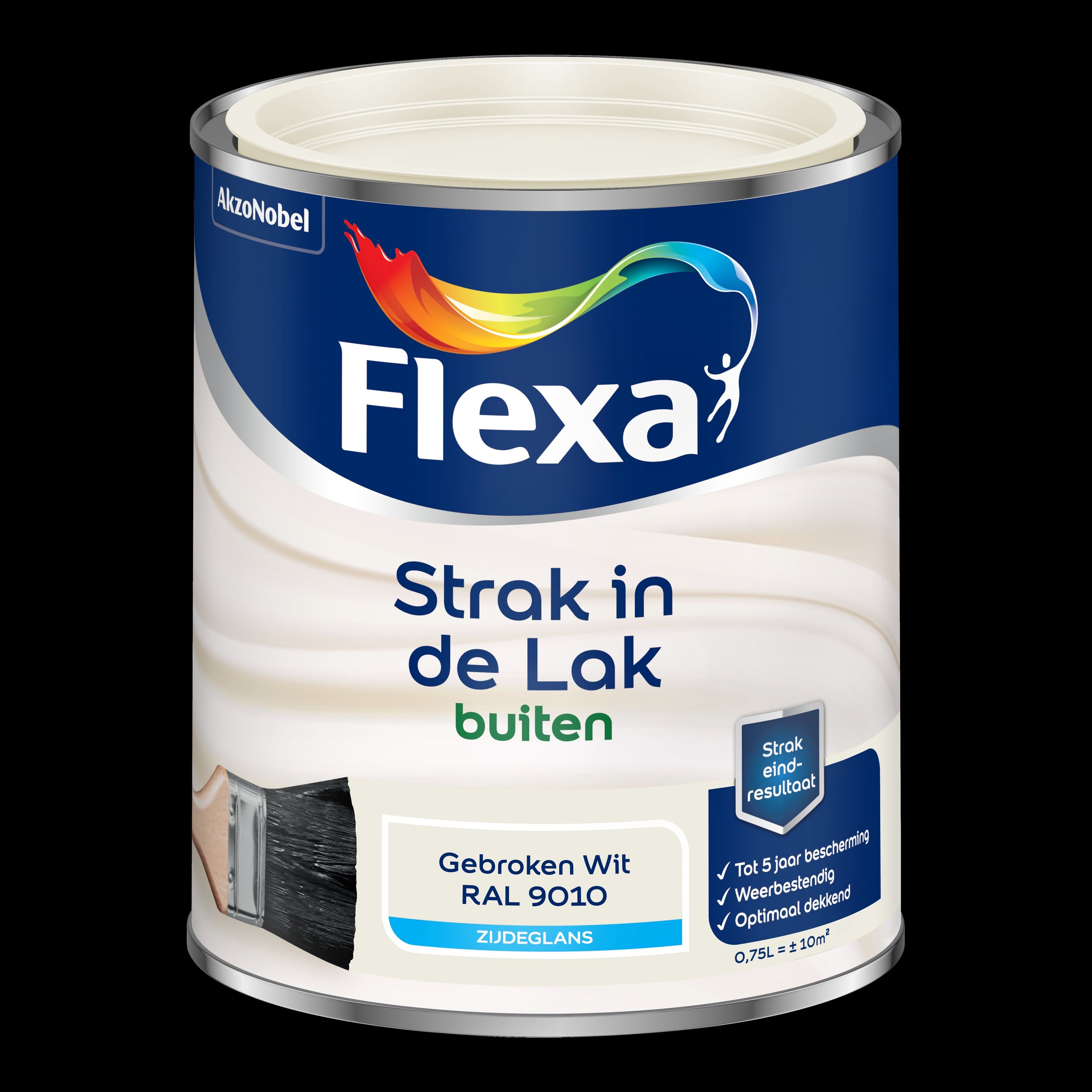 Flexa lak Strak de Lak zijdeglans gebroken wit RAL9010 750ml