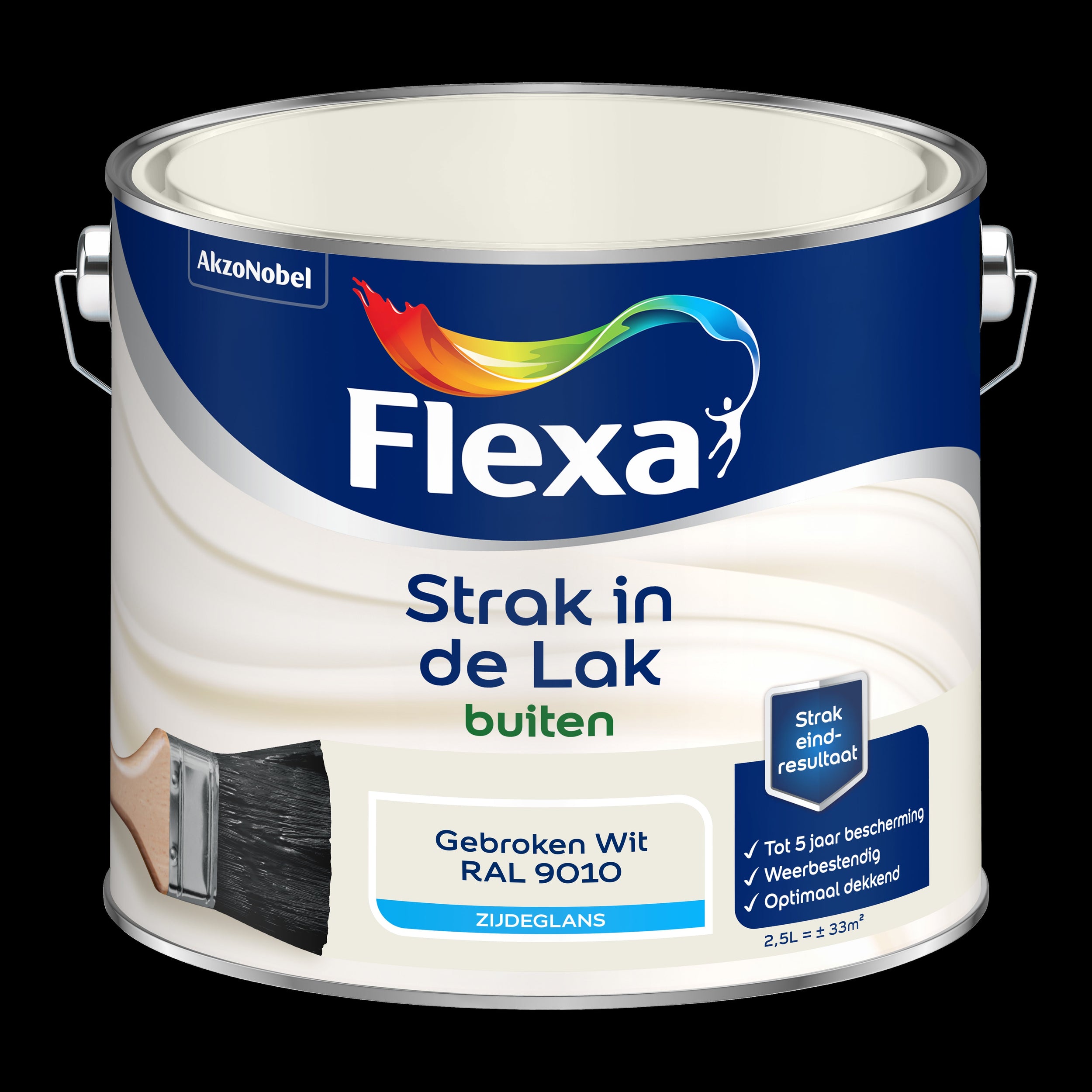 Flexa lak Strak de Lak zijdeglans gebroken wit RAL9010 2,5L