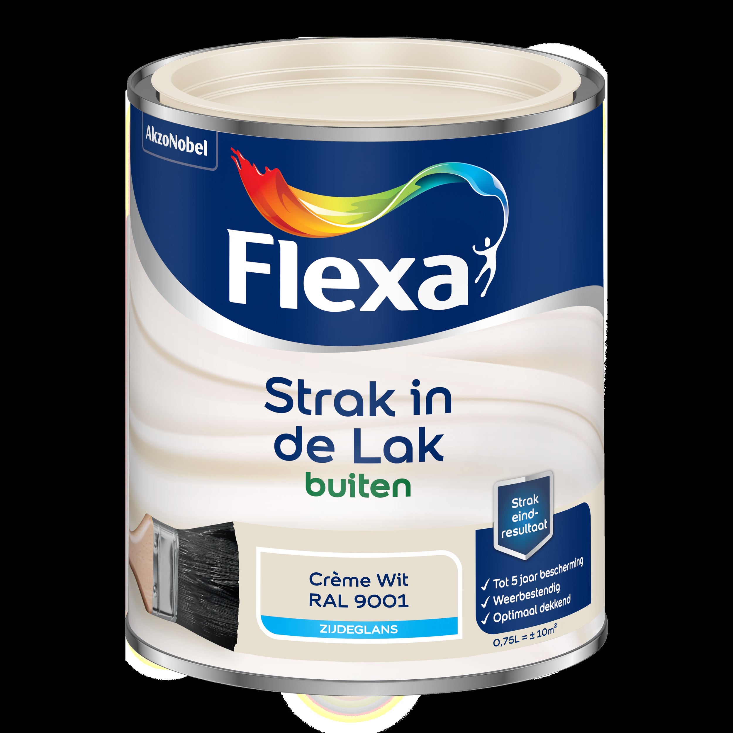 Flexa lak Strak de Lak zijdeglans crème wit RAL9001 750ml