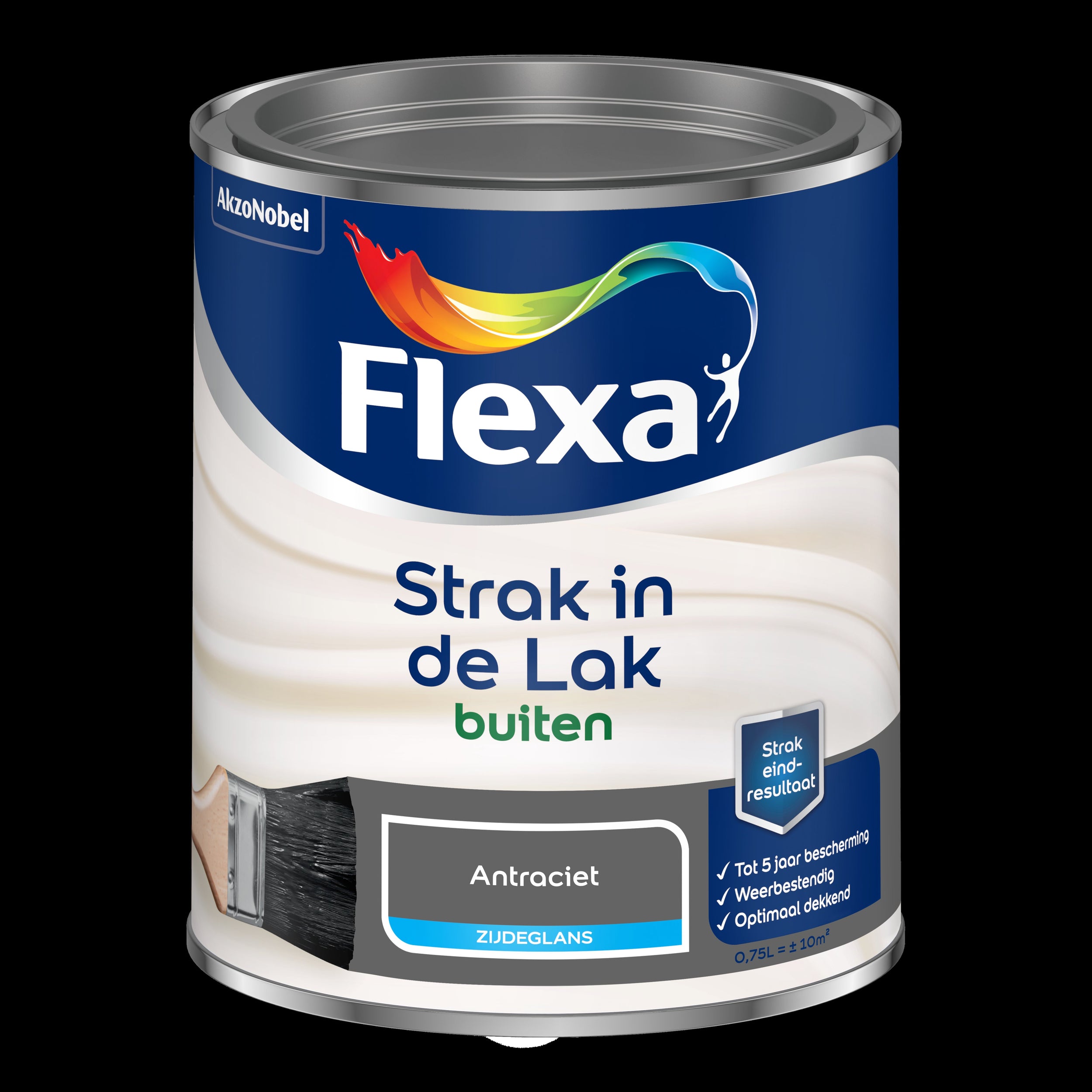 Flexa lak Strak de Lak zijdeglans antraciet 750ml