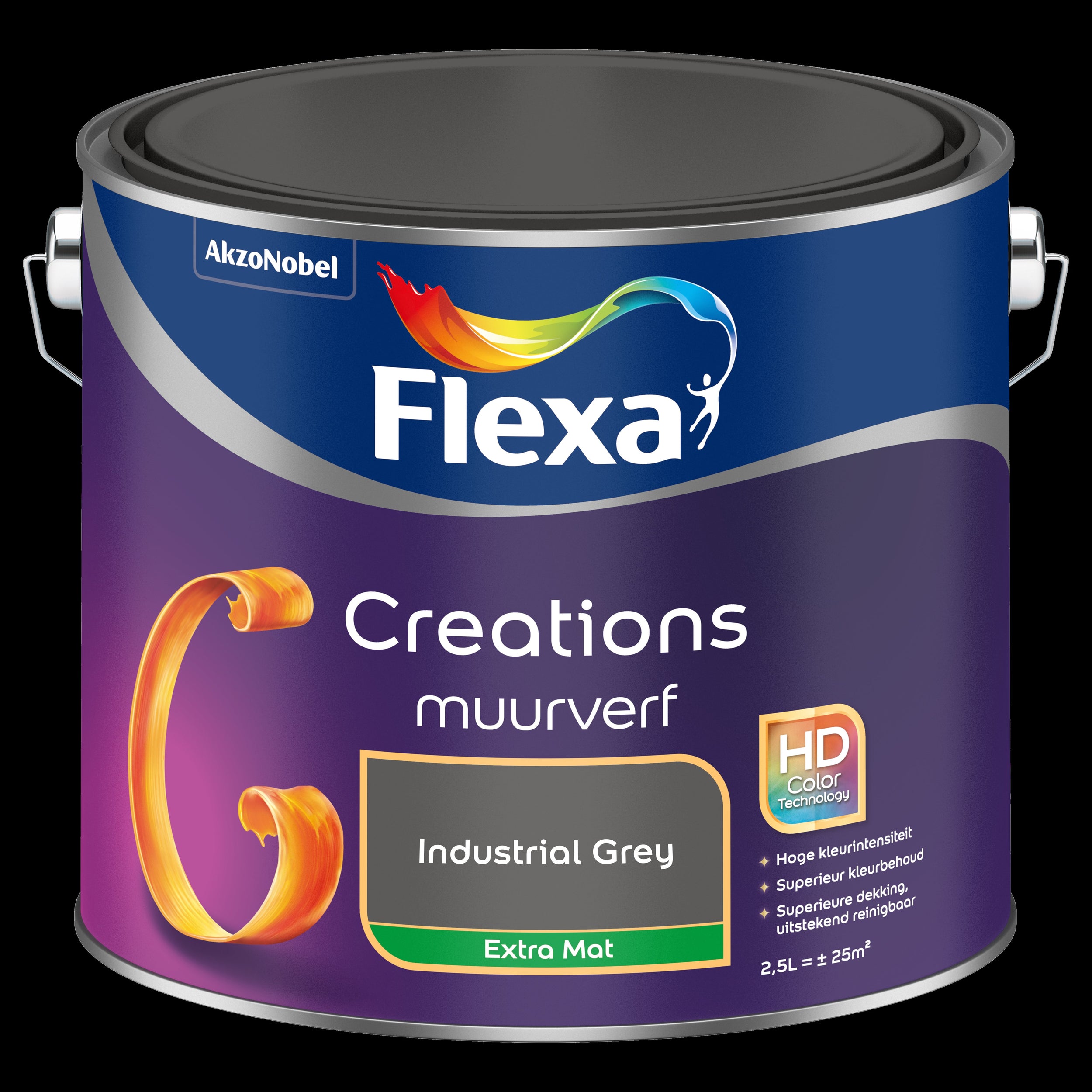 Flexa muurverf Creations extra mat 3036 industrial grey 2,5L