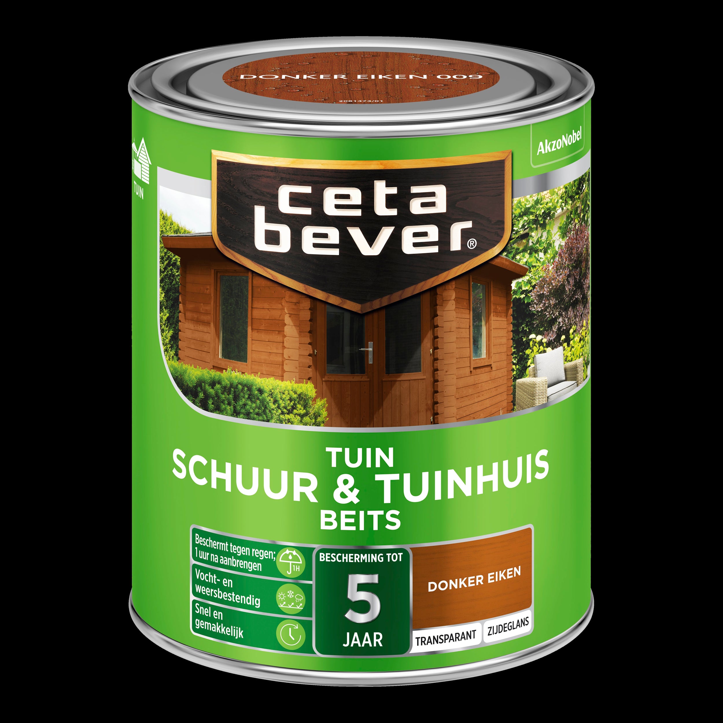 CetaBever transparant schuur- & tuinhuis beits 009 donker eiken 750 ml