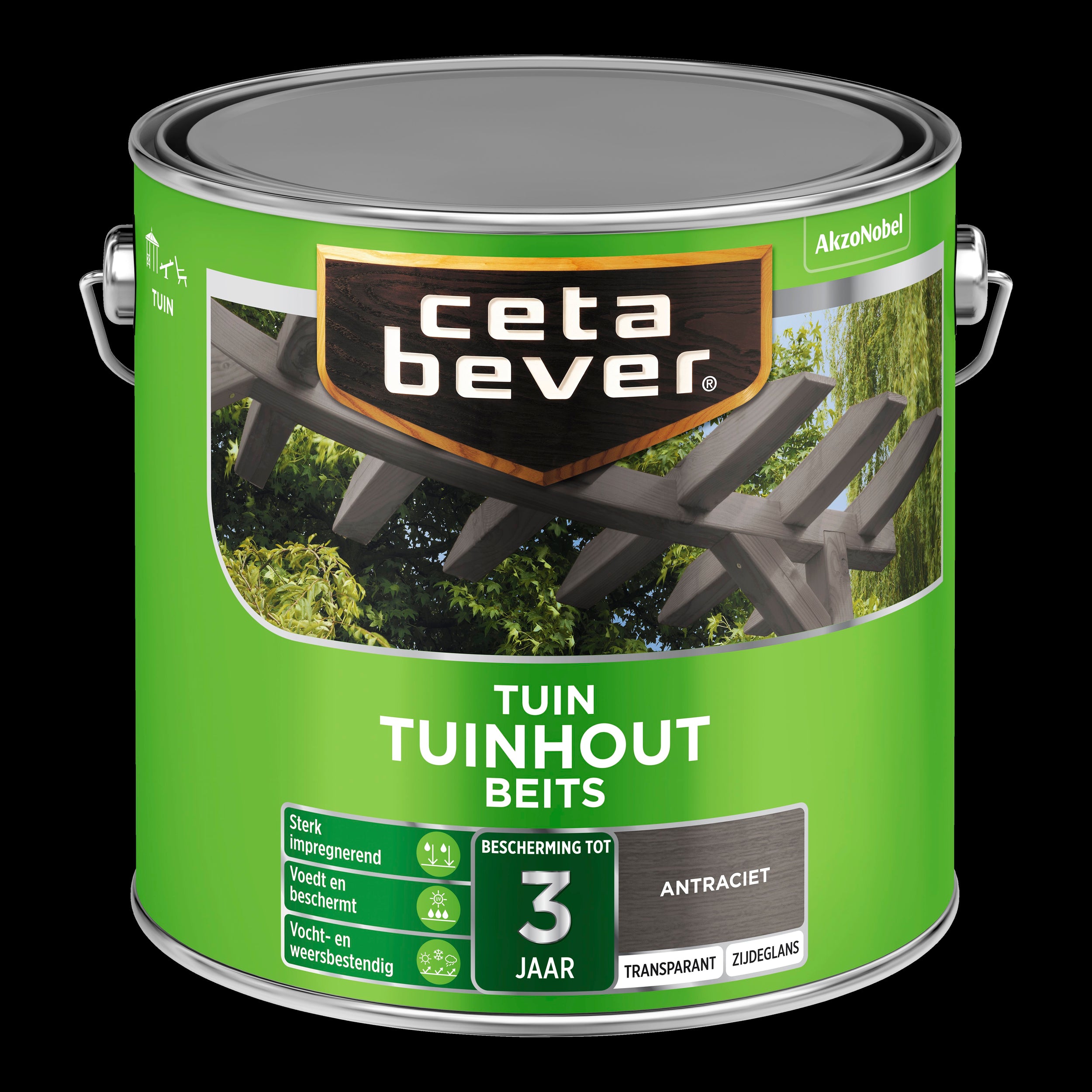 CetaBever transparant tuinhout beits 034 antraciet 2,5 l