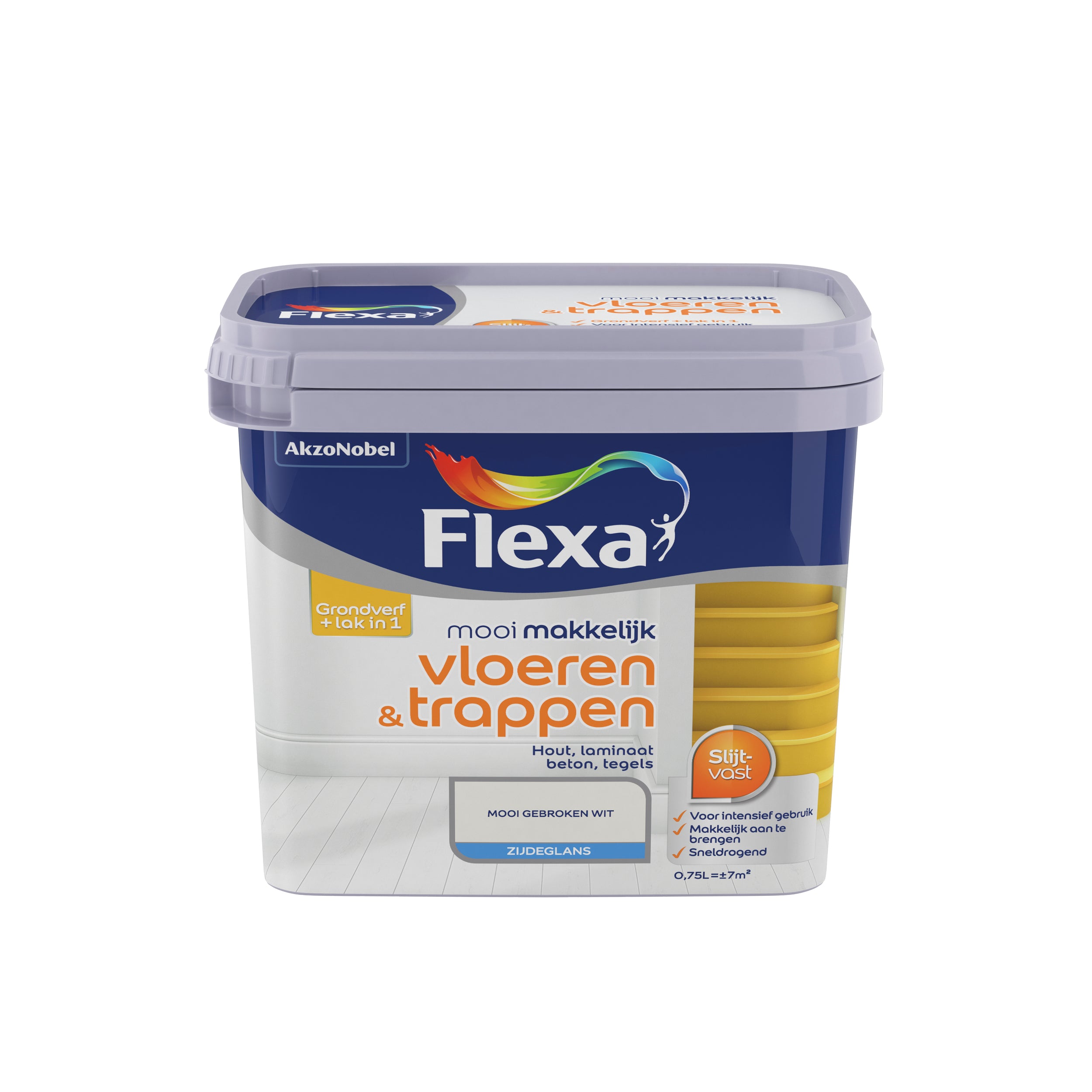 Flexa lak Mooi Makkelijk Vloeren & Trappen zijdeglans gebroken wit 750ml