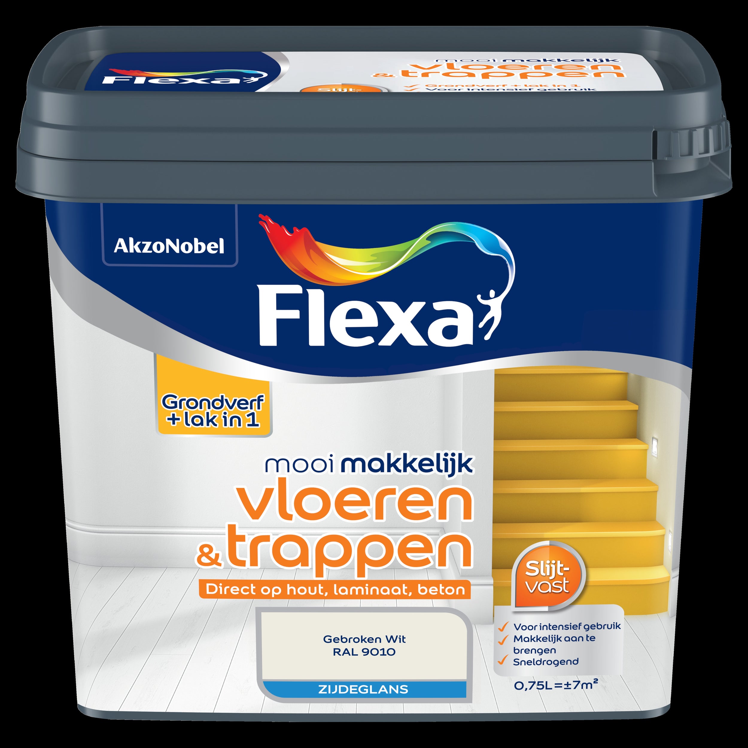 Flexa lak Mooi Makkelijk Vloeren & Trappen zijdeglans gebroken wit 750ml